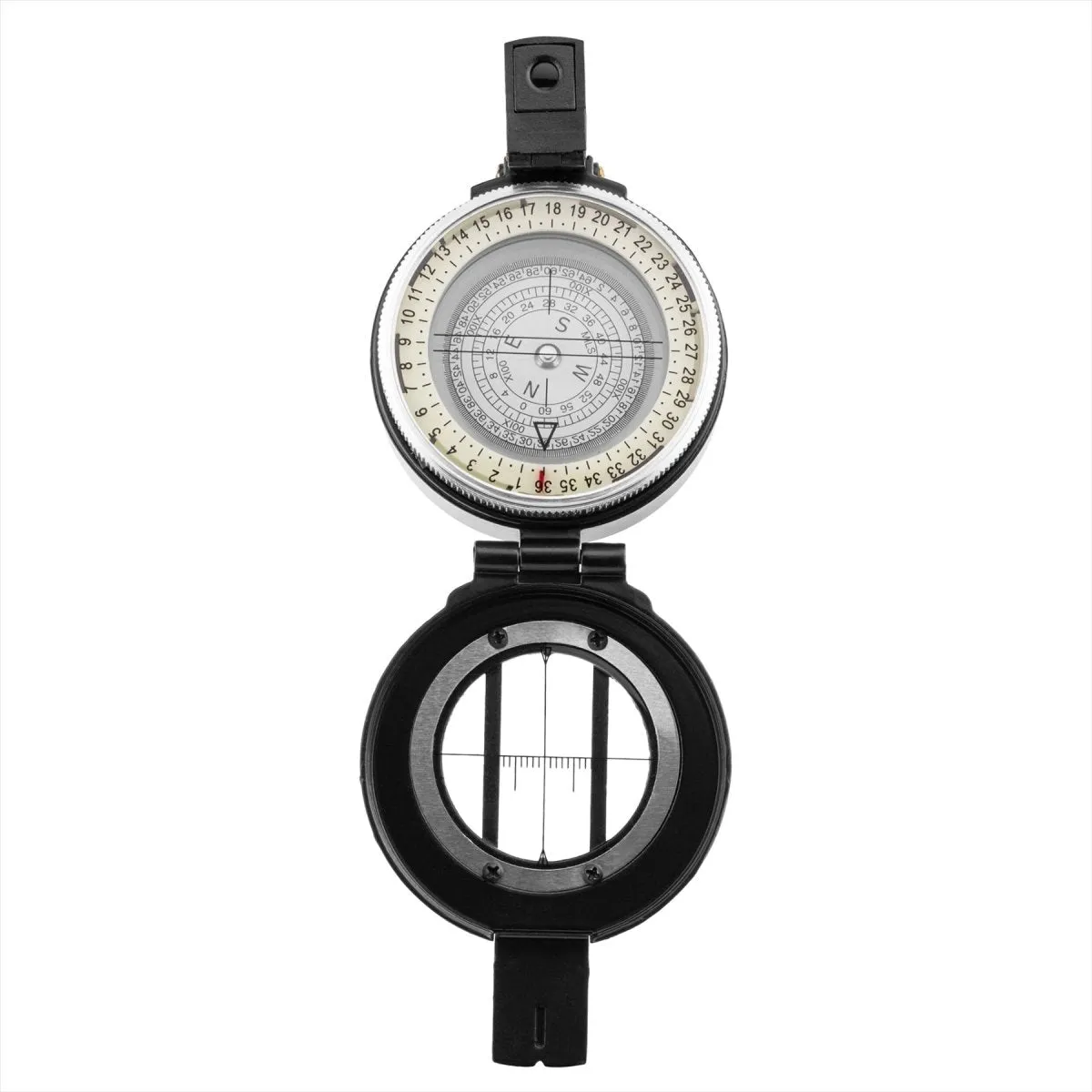 MIL-TEC Metal Lensatic Compass Aluminium Casing Shiny Face Navigation Black