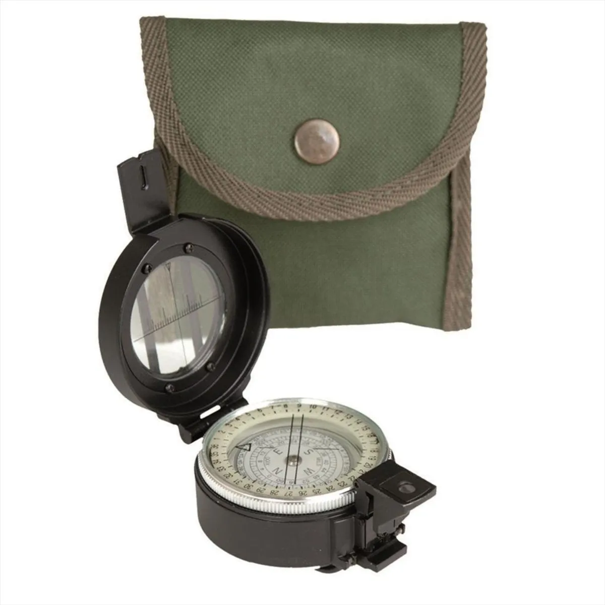 MIL-TEC Metal Lensatic Compass Aluminium Casing Shiny Face Navigation Black