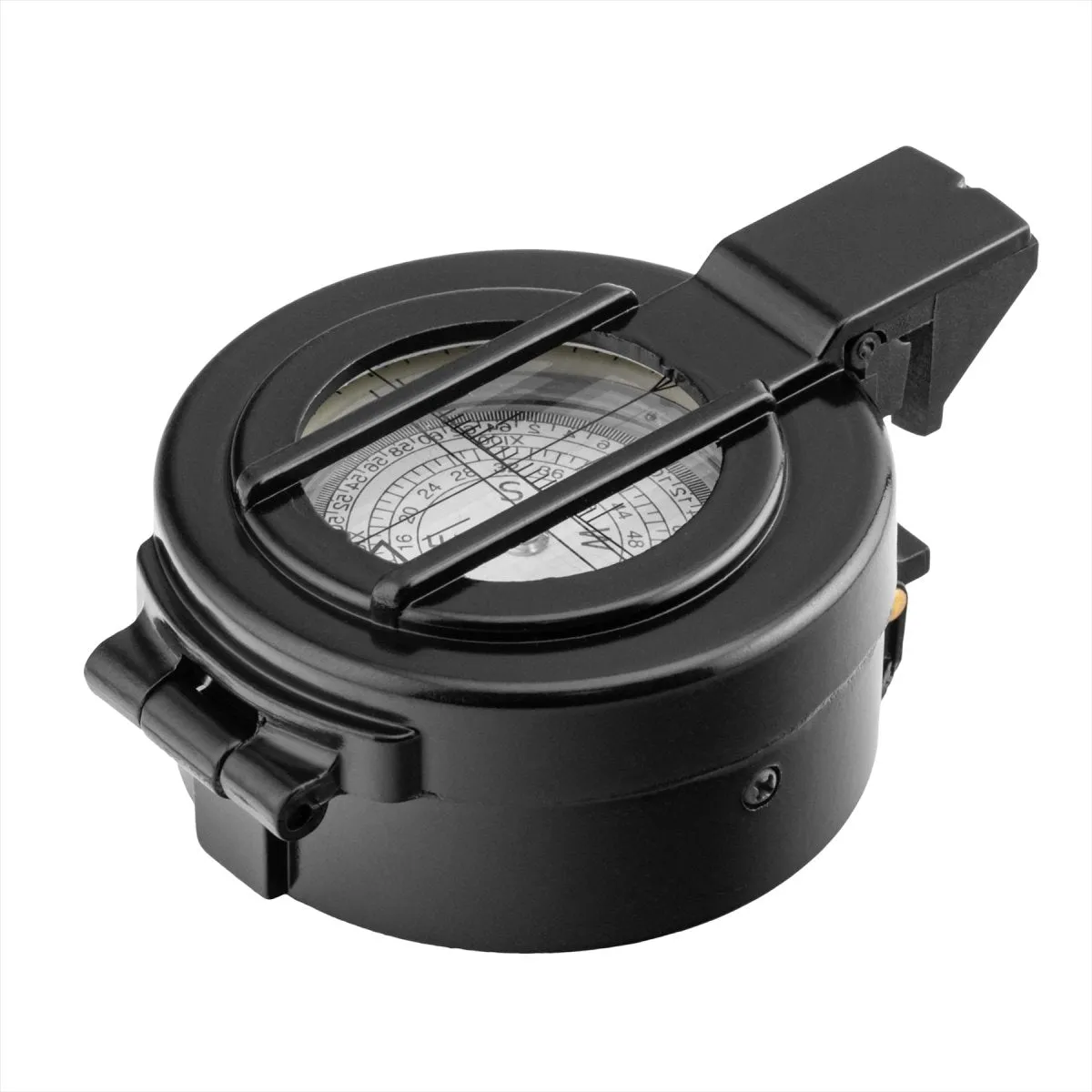 MIL-TEC Metal Lensatic Compass Aluminium Casing Shiny Face Navigation Black