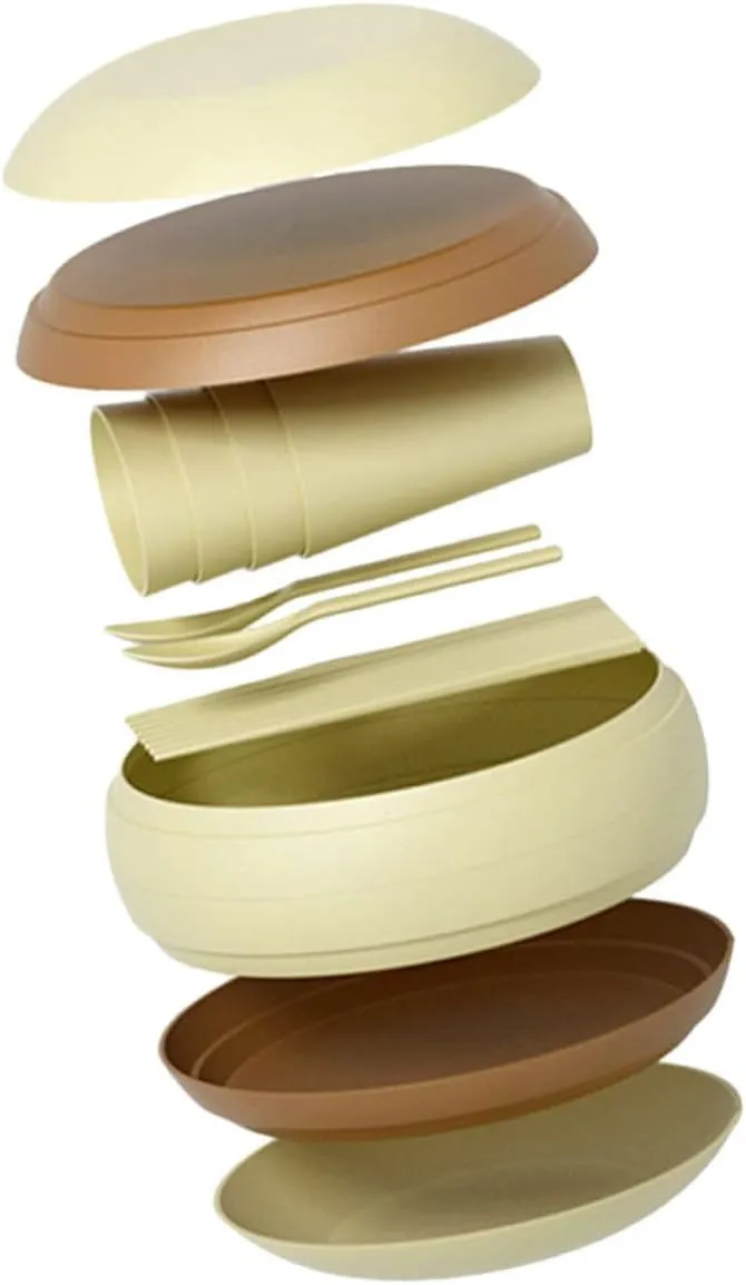 Milisten Camping Collapsible Bowl Picnic Plates Utensils Set Lightweight Reusable Tableware