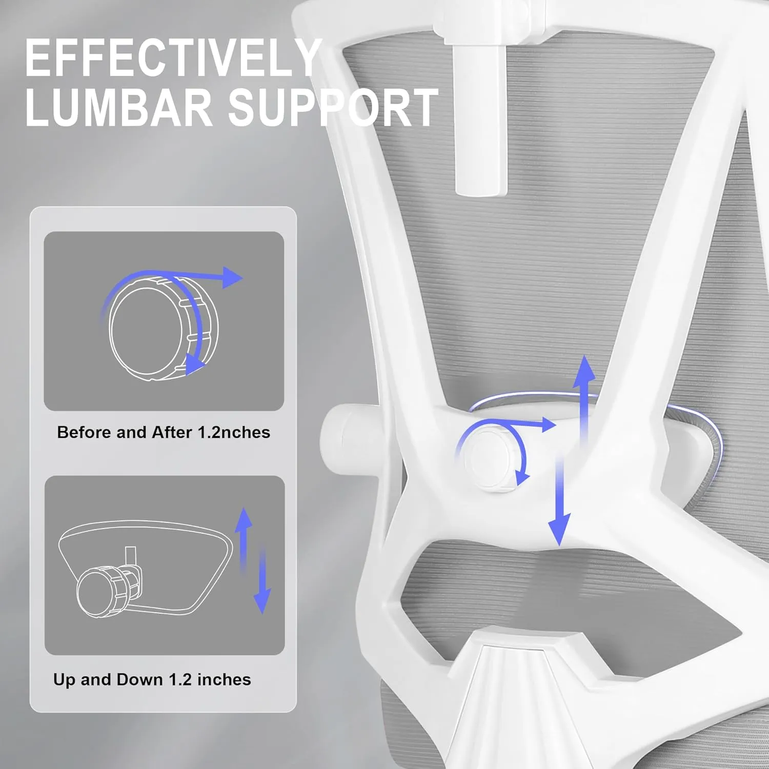 Misolant Ergonomic Office Chair with Footrest, Ergonomic Desk Chair with Adjustable 2D Lumbar Support, High Back Computer Chairs with Adjustable Headrest, Gray Comfortable Executive Office Chair