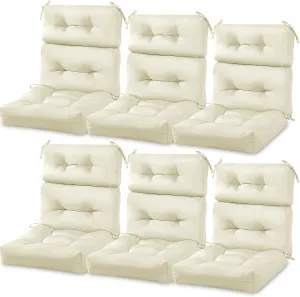 Mixweer 6 Pack Outdoor/Indoor High Back Chair Cushion Waterproof Rocking Chair Pads Tufted Seat/Back Chair Cushion Weather Resistant Adirondack Chair Cushions for Outdoor Patio Furniture (Beige)
