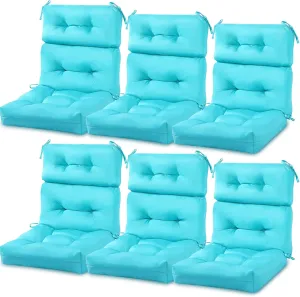 Mixweer 6 Pack Outdoor/Indoor High Back Chair Cushion Waterproof Rocking Chair Pads Tufted Seat/Back Chair Cushion Weather Resistant Adirondack Chair Cushions for Outdoor Patio Furniture (Blue)