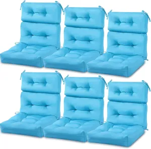 Mixweer 6 Pack Outdoor/Indoor High Back Chair Cushion Waterproof Rocking Chair Pads Tufted Seat/Back Chair Cushion Weather Resistant Adirondack Chair Cushions for Outdoor Patio Furniture (Sky Blue)