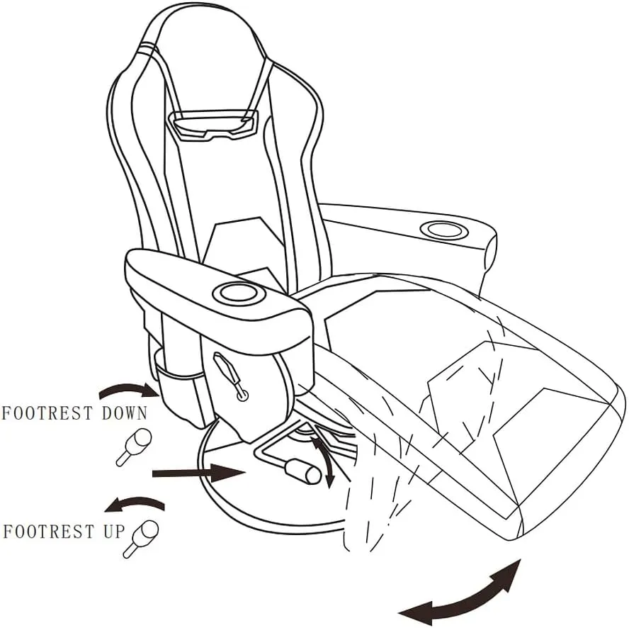 Modern-Depo Massage Video Gaming Recliner Chair, Ergonomic High Back Swivel Reclining Chair with Speakers, Cupholder, Headrest, Lumbar Support, Adjustable Backrest and Footrest, Black