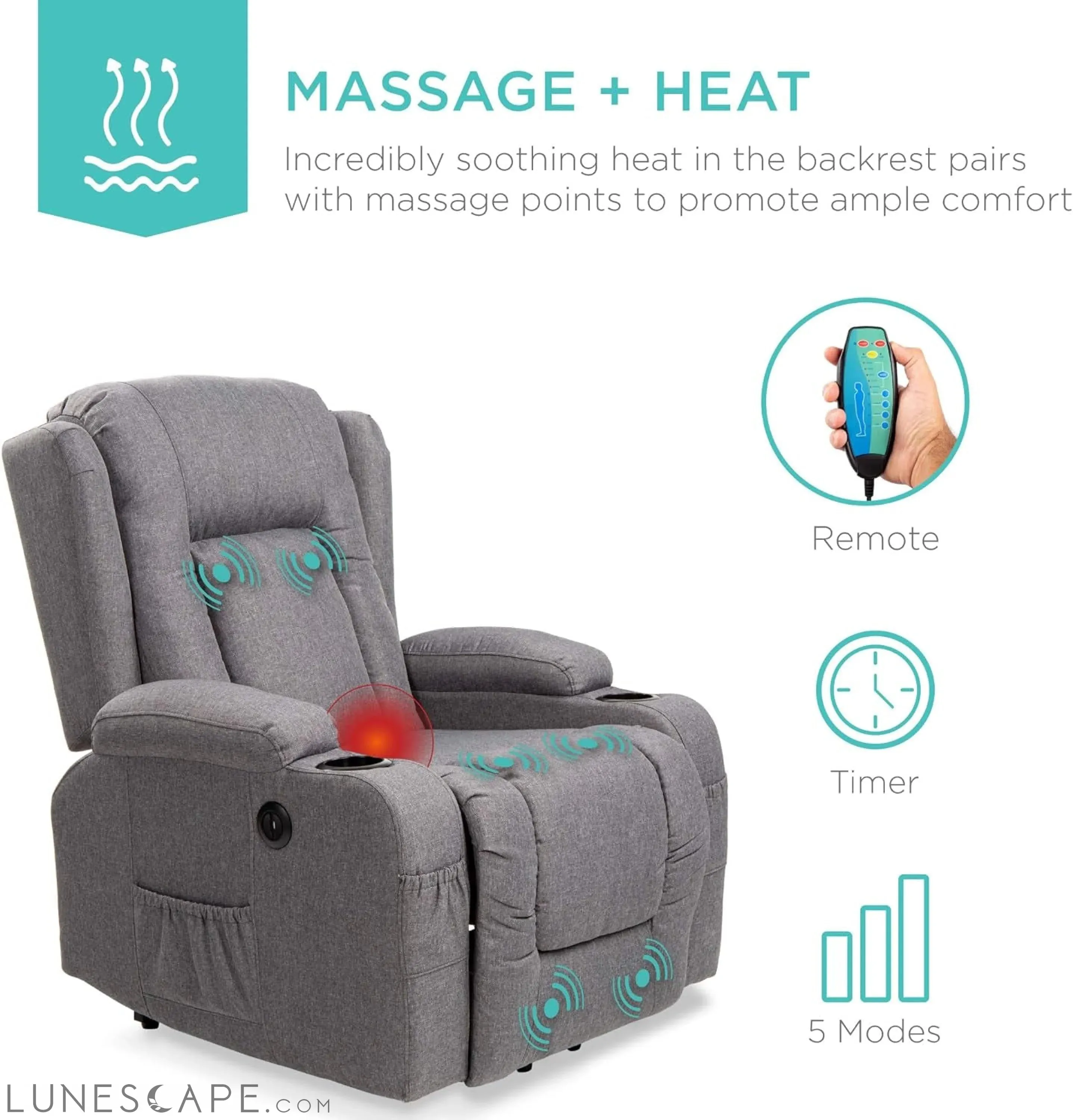 Modern Linen Electric Power Lift Chair, Recliner Massage Chair