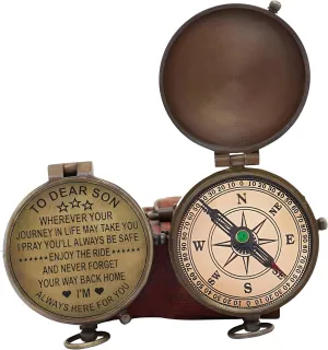 Mom to Son Compass – to My Son Love Mom – Brother Gift/Dad to Son - Graduation Day Gifts