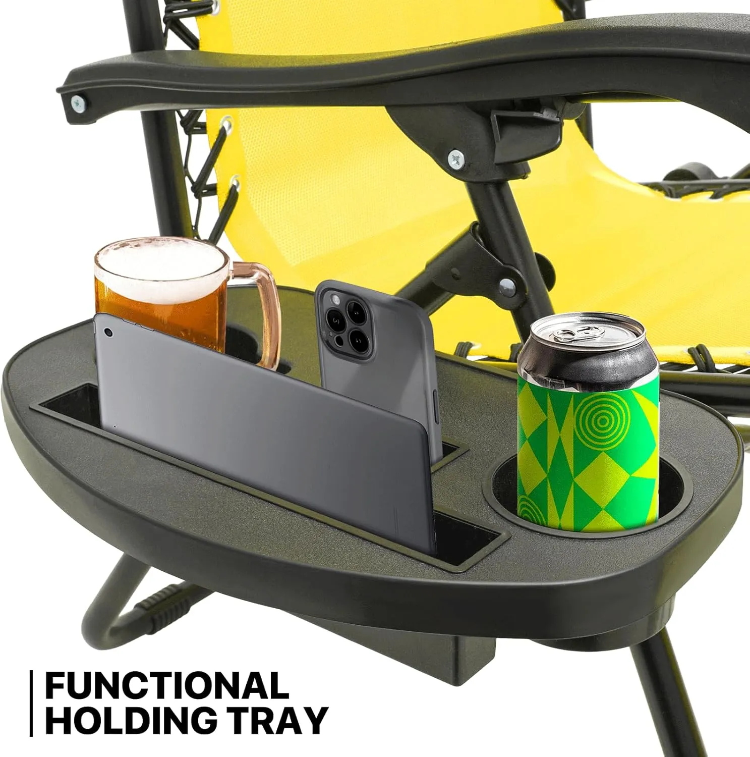 MoNiBloom Zero Gravity Chairs Set of 2 Outdoor Folding Patio Lounge Chairs for Outside Reclining Lawn Recliner Beach Chairs for Adults, Lemon Yellow