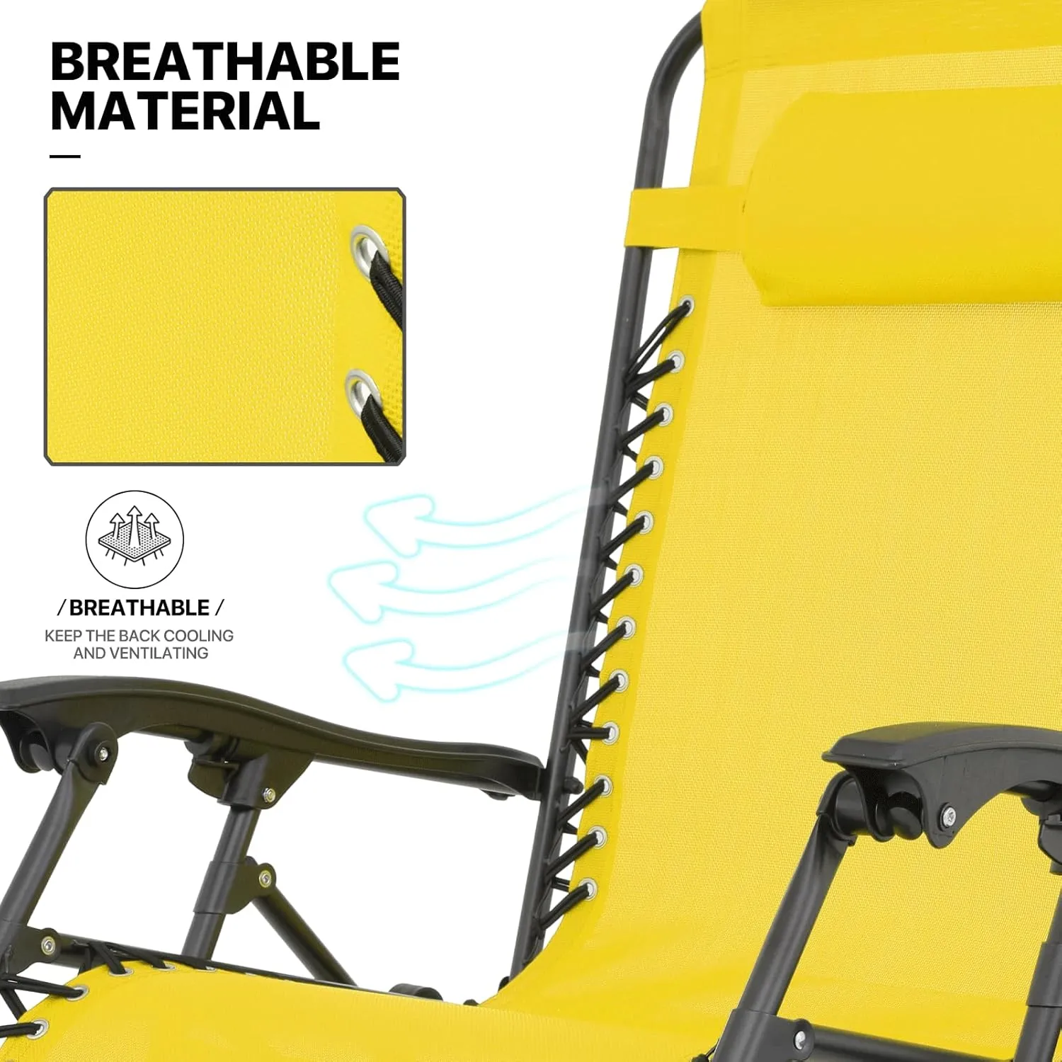 MoNiBloom Zero Gravity Chairs Set of 2 Outdoor Folding Patio Lounge Chairs for Outside Reclining Lawn Recliner Beach Chairs for Adults, Lemon Yellow