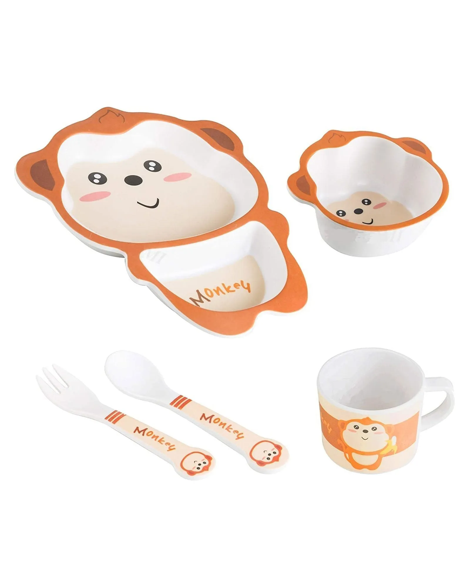 Monkey Bamboo Fiber 5 Piece Feeding Set - 100% bamboo No Plastic