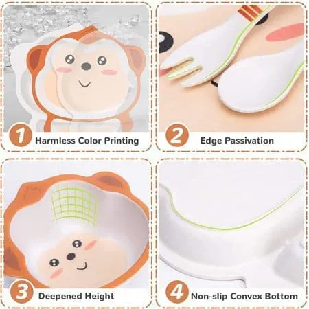 Monkey Bamboo Fiber 5 Piece Feeding Set - 100% bamboo No Plastic
