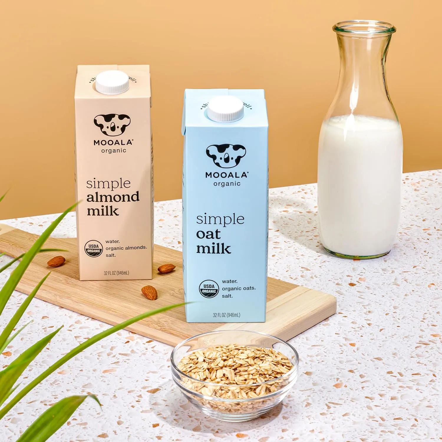 Mooala Organic Simple Almond Milk, 32oz - 3 Ingredient, Shelf Stable, No Gums, No Oils, No Fillers, Unsweetened, Non-GMO, No Additives, Dairy Free Plant Based Milk, 6 pack