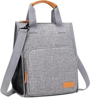 MOSISO Lunch Bag, Insulated Lunch Box for Women Men, Large Capacity Tote Cooler, Reusable Leakproof with Front Raised Pocket & Shoulder Strap for Office, Work, Travel, Picnic, Beach, Gray
