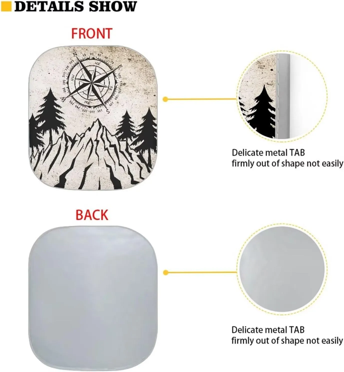 Mountain Compass Car Window Shades Foldable Automotive Interior Accessories for Sun Protection Heat and UV Rays That Keeps Vehicle Cool Universal Fit Most Cars Women Men