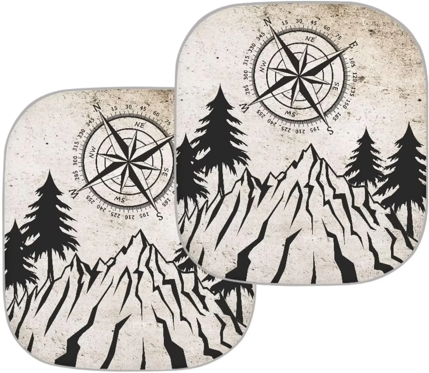 Mountain Compass Car Window Shades Foldable Automotive Interior Accessories for Sun Protection Heat and UV Rays That Keeps Vehicle Cool Universal Fit Most Cars Women Men