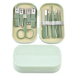 Nail Clippers 14 Piece Nail Scissors Deluxe Manicure & Pedicure Set(Green 14 PCS SET)