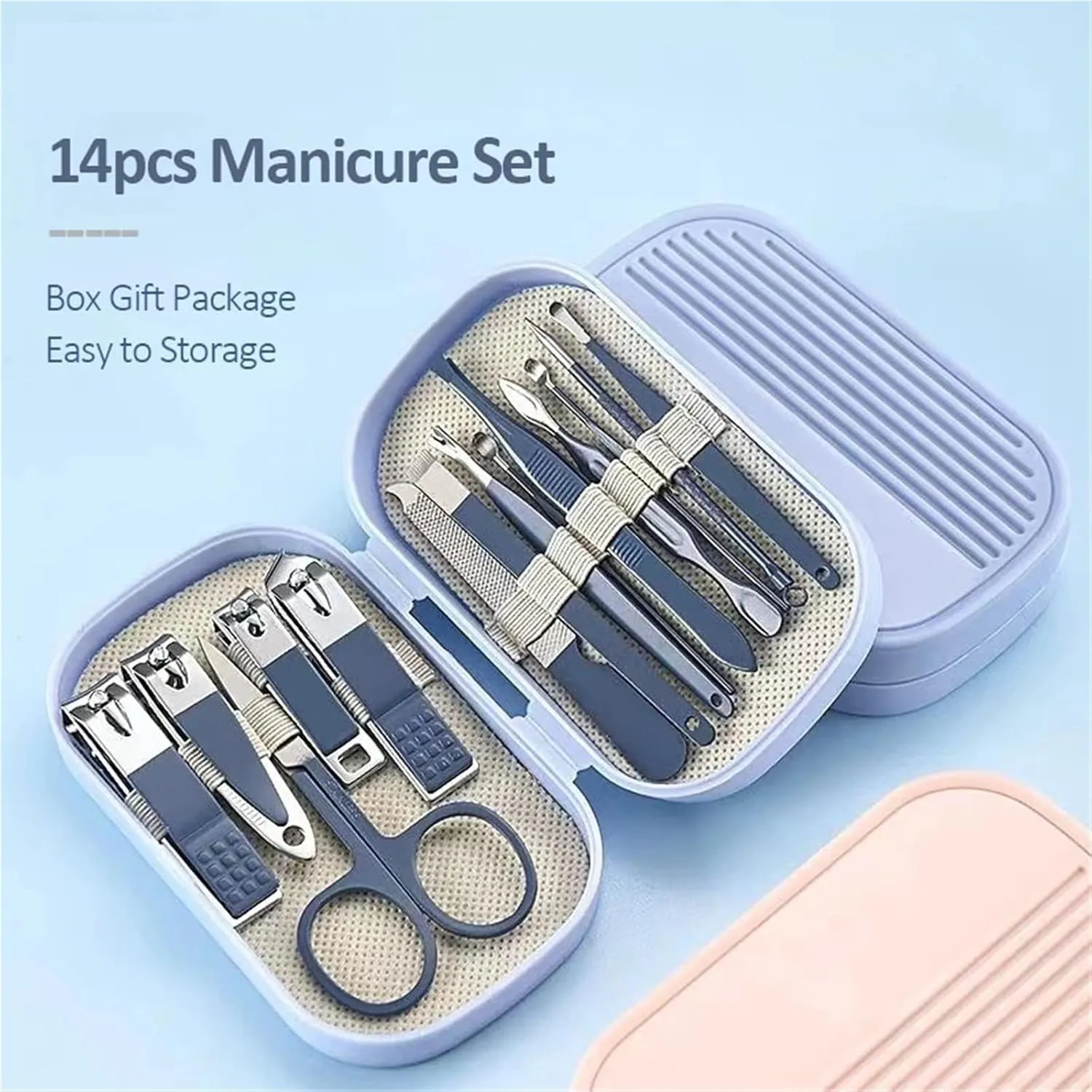 Nail Clippers 14 Piece Nail Scissors Deluxe Manicure & Pedicure Set(Green 14 PCS SET)