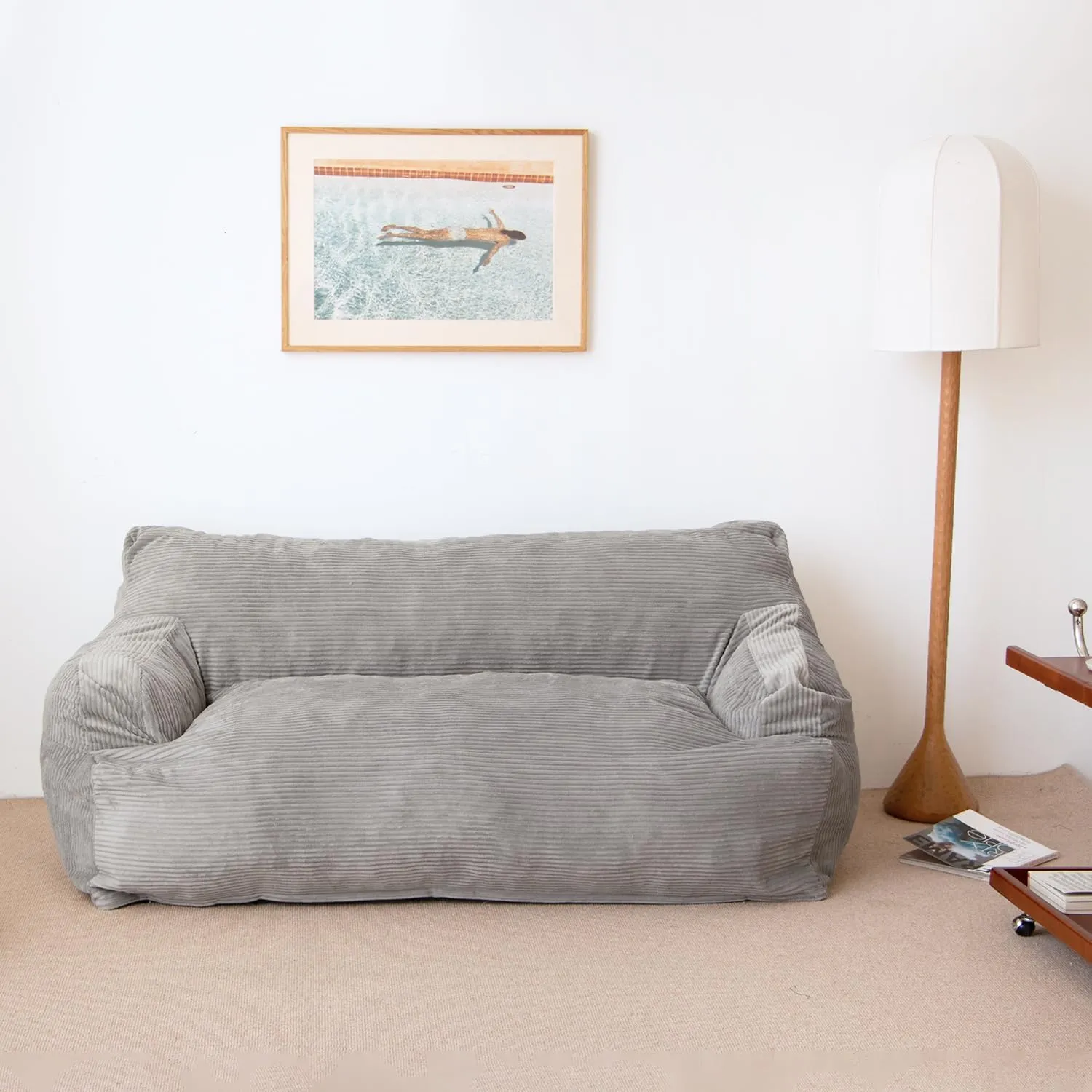 N&V Giant Twin Size Bean Bag, Foam Filling, Includes Removable and Machine Washable Cover, Harbour Grey