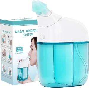 Nasal Irrigation System, Nasal Care, Sinus Rinse Machine, Nasal Rinse Machine, Nasal Cleaner with Auto Waste Collection Function for Sinus, Runny Nose, Nasal Congestion Turquoise