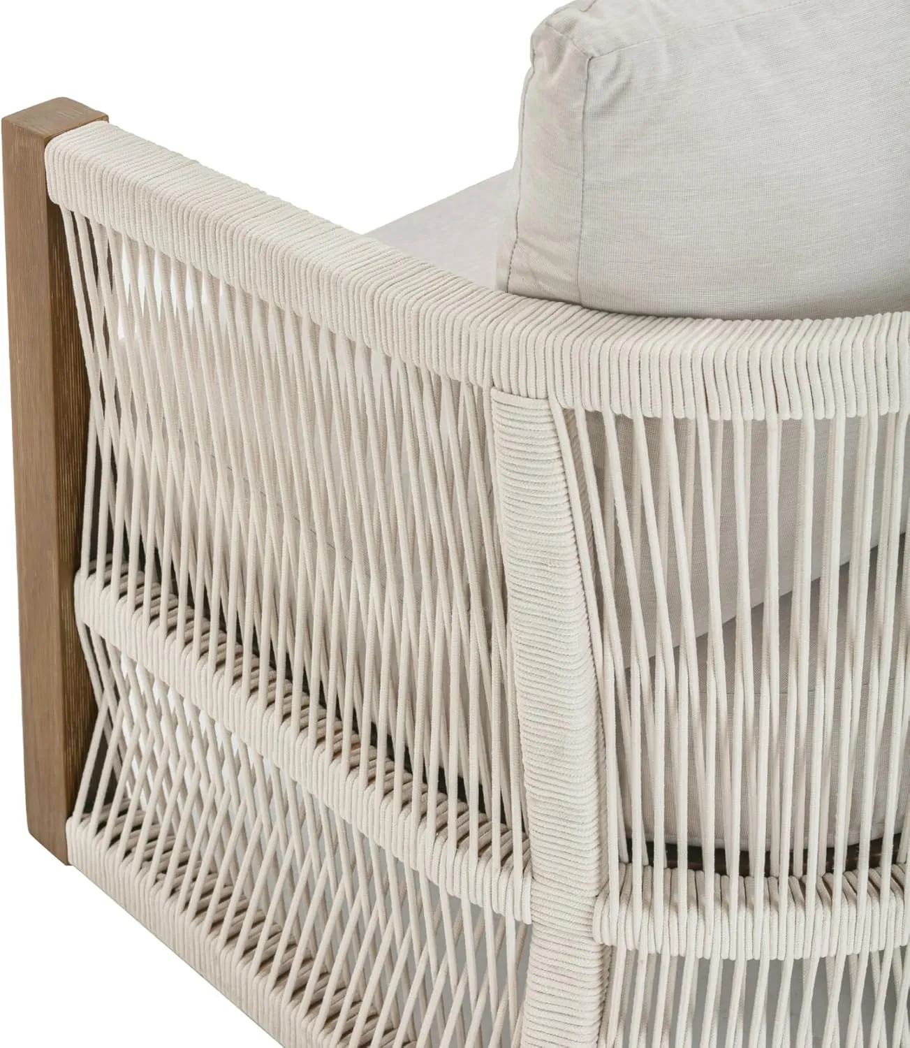 Nathan James Jagger Farmhouse Patio Chair with Cushions, Outdoor Chair for Porch with Solid Acacia Wood Frame and Rope Accent, Outdoor Gray
