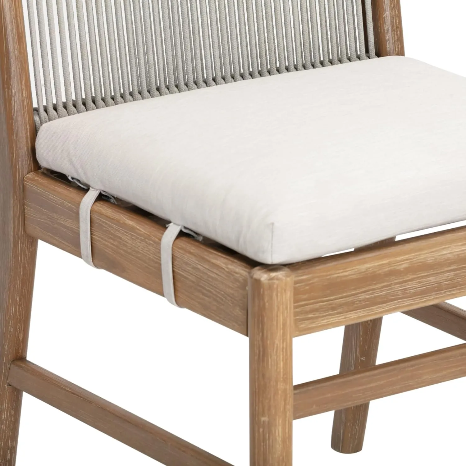 Nathan James Kayden Bohemian Dining Chair with Cushion, Porch Chair with Solid Acacia Wood Frame, Foam Cushion and Woven Rope Backrest