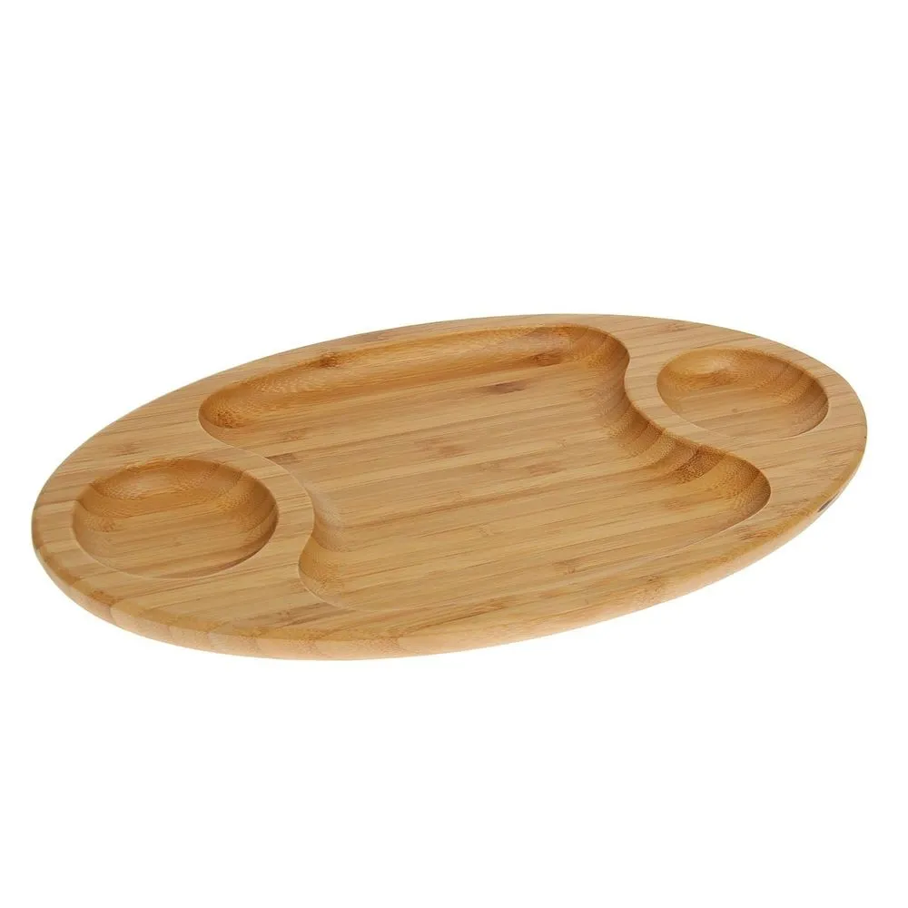 Natural Bamboo 3 Section Platter 14" X 8"