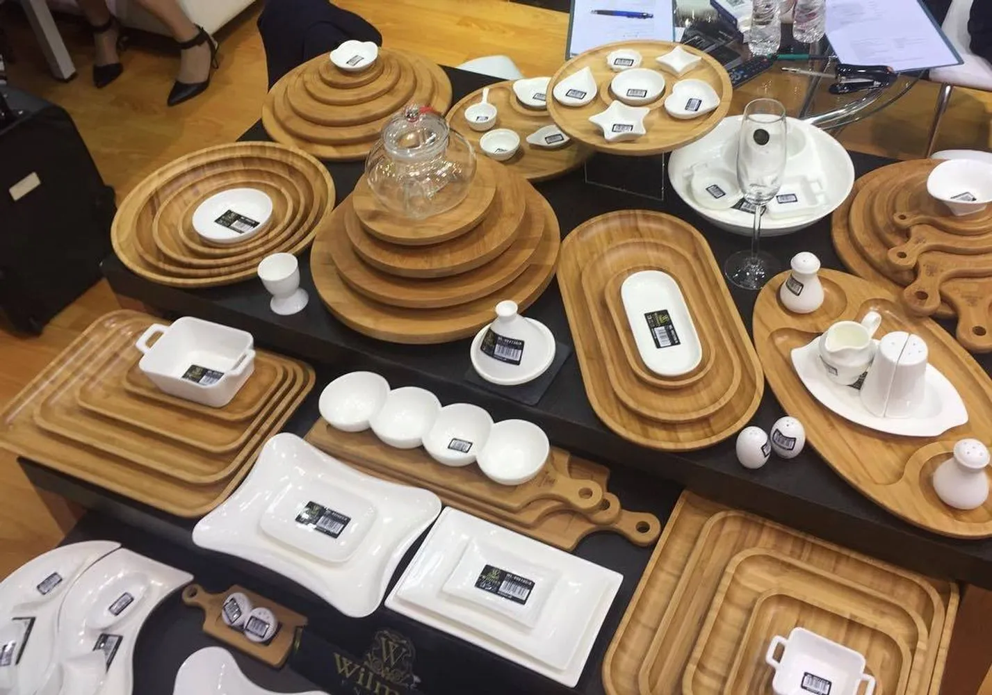 Natural Bamboo 3 Section Platter 14" X 8"