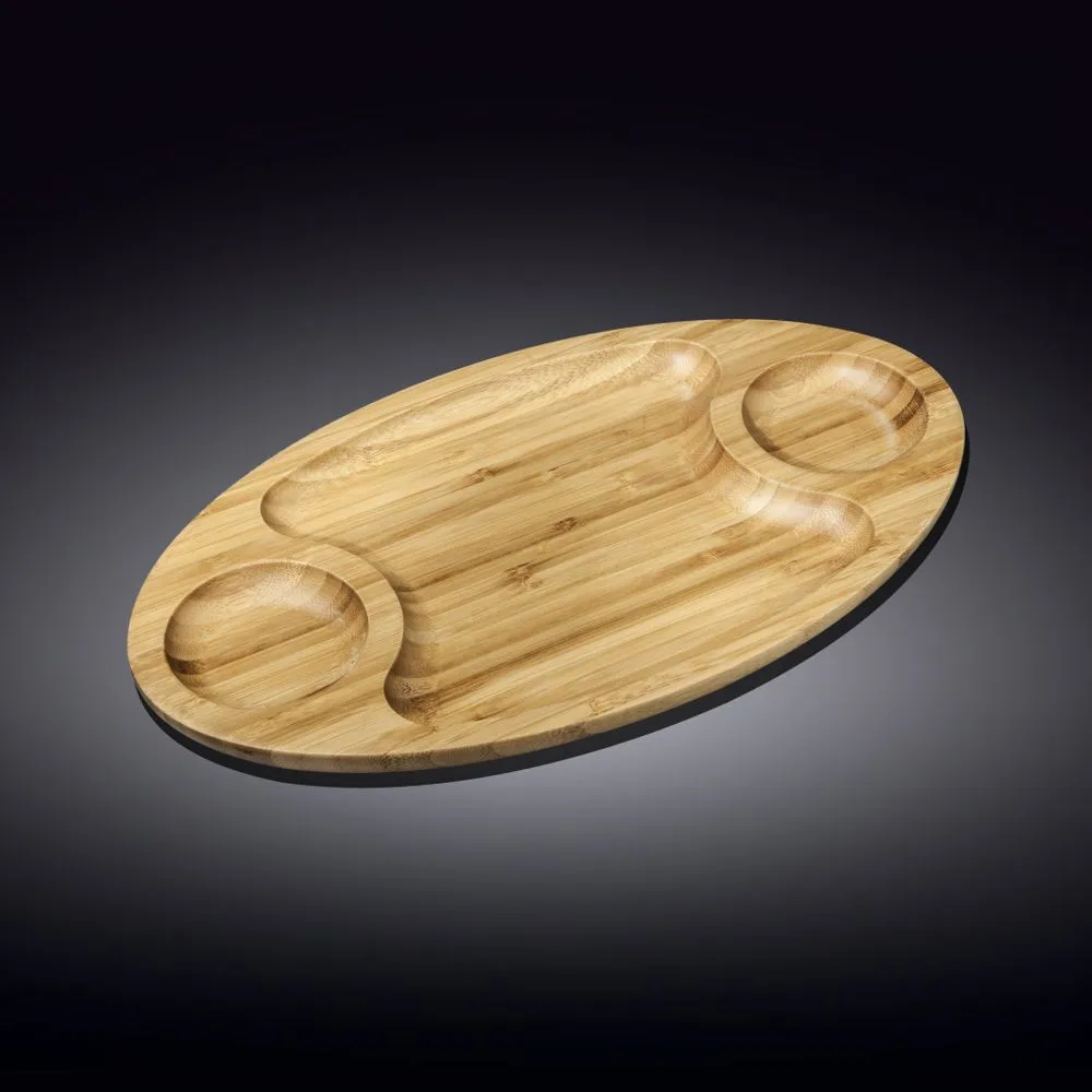 Natural Bamboo 3 Section Platter 14" X 8"