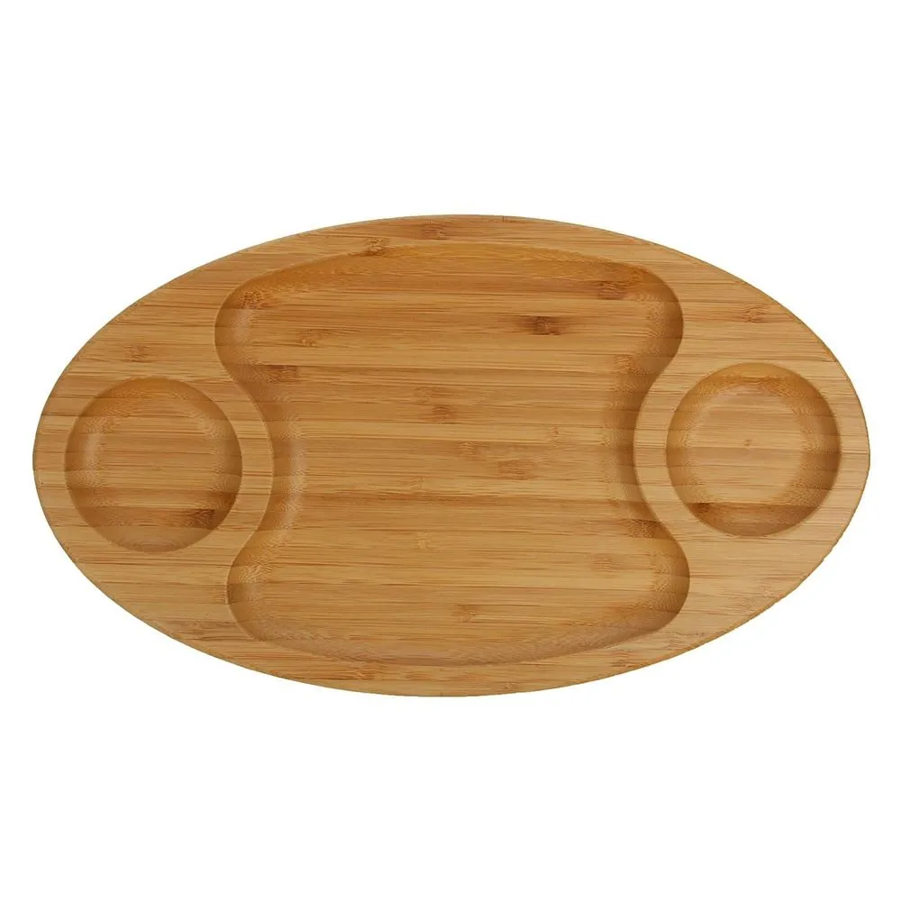 Natural Bamboo 3 Section Platter 14" X 8"