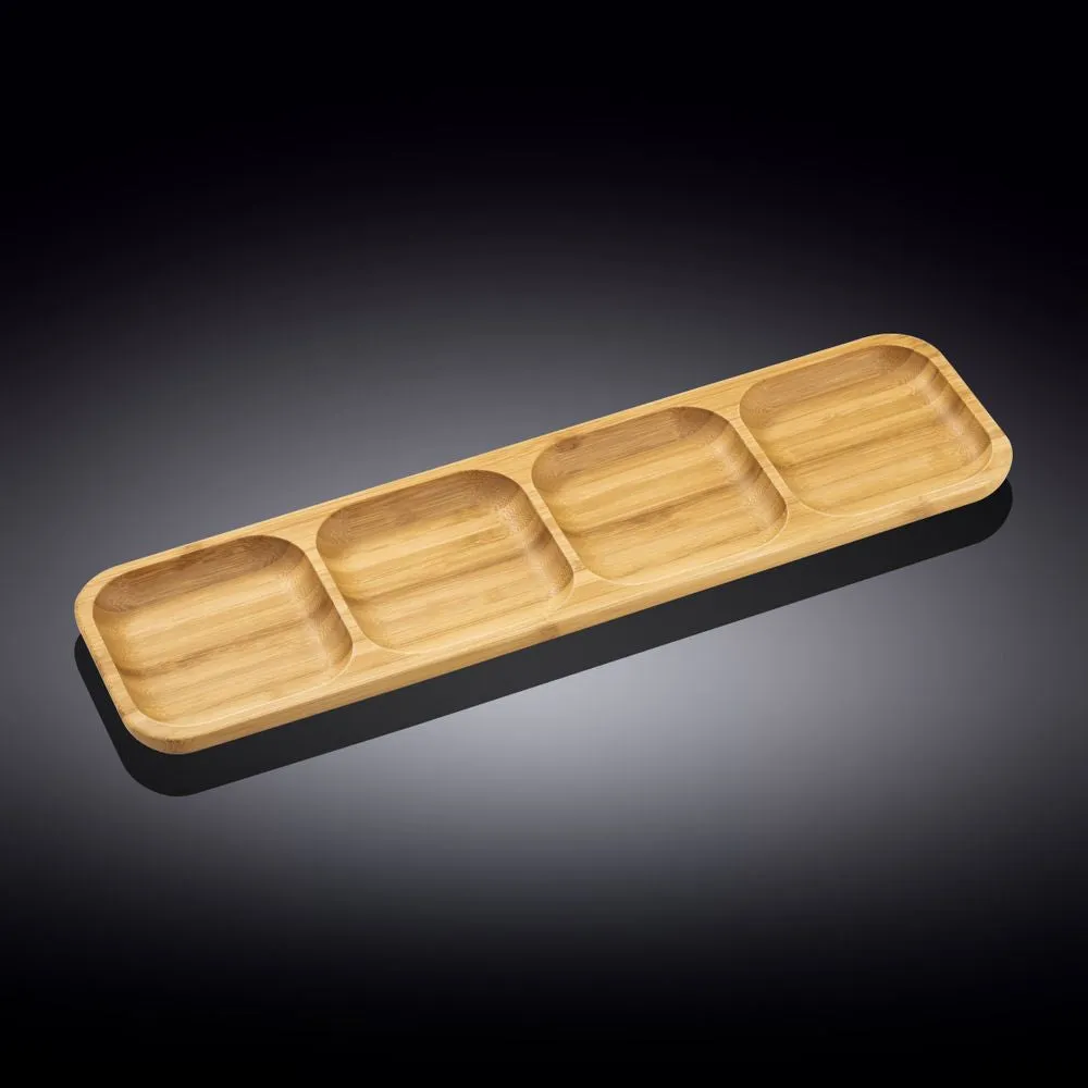Natural Bamboo Divided Dish 17" X 4.5"