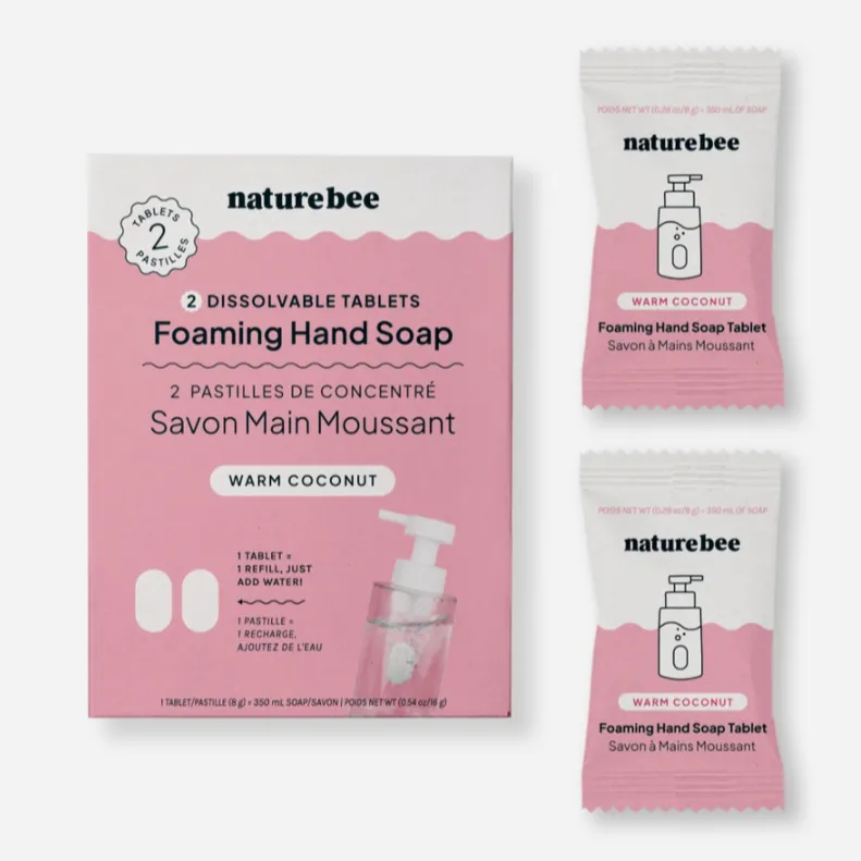 Nature Bee - 2 Concentrated Foaming Hand Soap Tablets (Box) | Warm Coconut