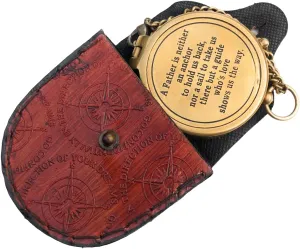 NauticalMart A Father is Neither an Anchor Engraved Compass Best Gift for Dad, Dad's Birthday Gifts, Father's Day Compass with Case
