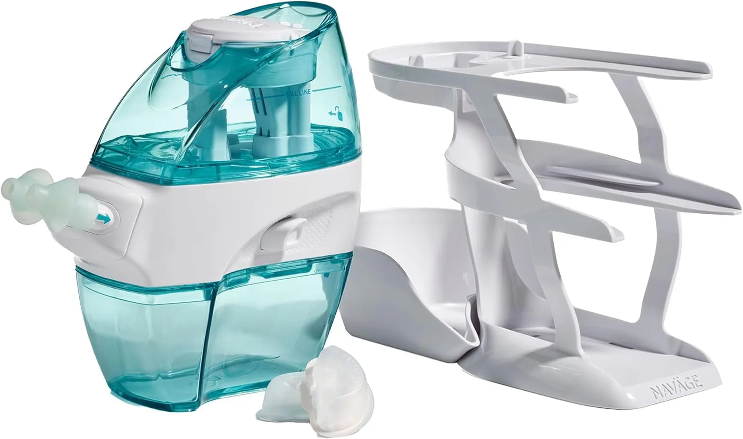 Navage Essentials Bundle - Nasal Irrigation System - Saline Nasal Rinse Kit with 1 Navage Nose Cleaner, 30 Salt Pods and 1 Countertop Caddy