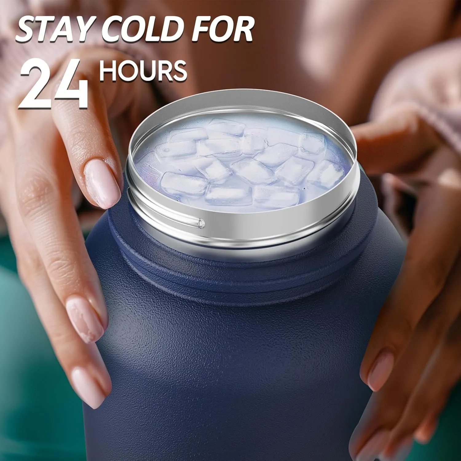Navigate 40 oz Insulated Stainless Steel Sports Water Bottle with Spout & Handle Lids,Wide Mouth Water Jug with Double Walled Leak Proof Keep Cold for 24 Hrs Hot for 12 Hrs,Blue to Black