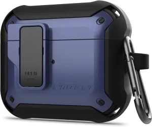 Nillkin for Airpods 3 Case Cover with Secure Lock, Press Auto Open, Military Grade Armor Solid for airpods 3, Protective Cover with Keychain for AirPod 3rd Generation 2021 case - Blue
