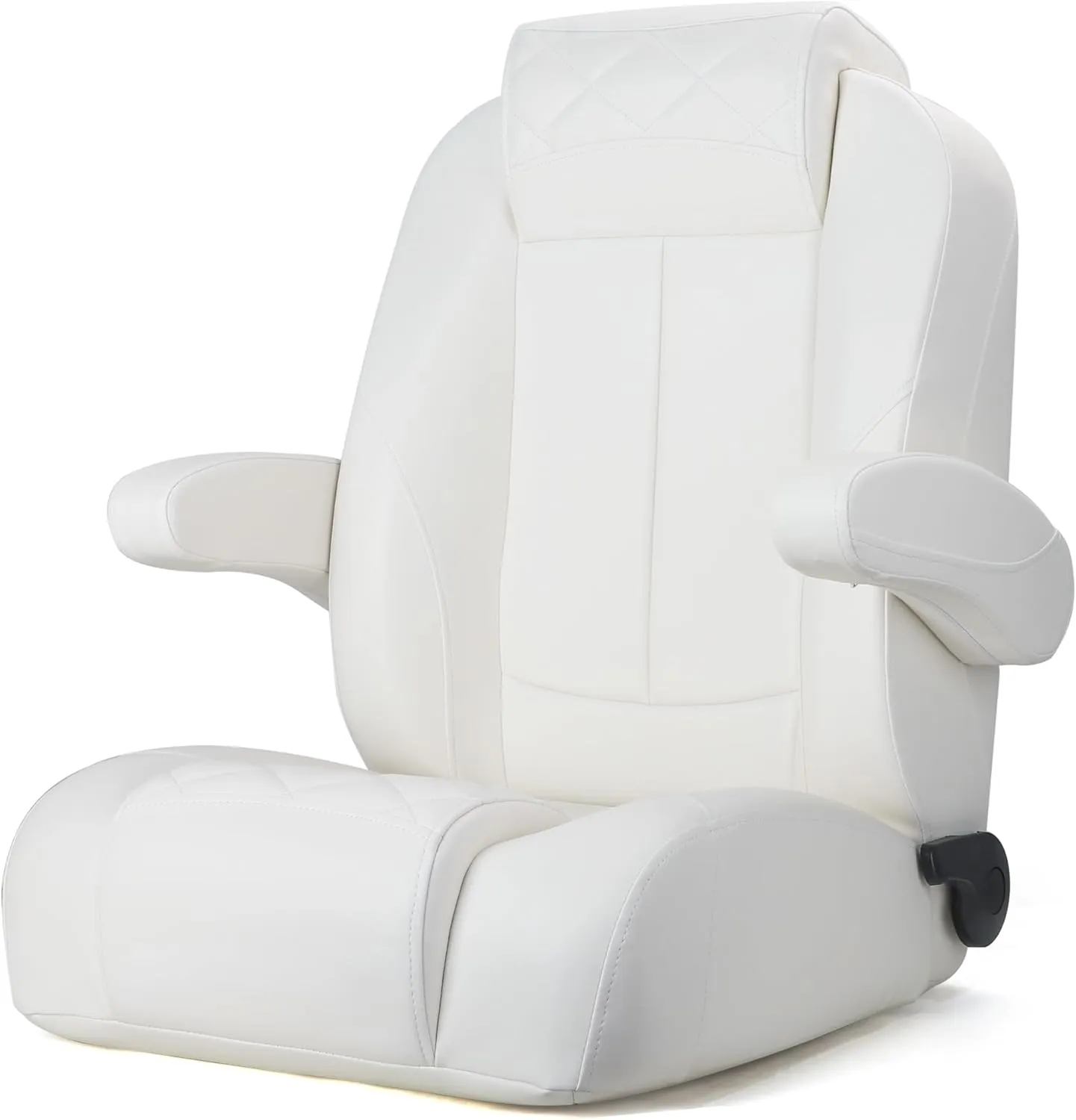 NORTHCAPTAIN Premium Reclining High Back Pontoon Captain's Chair Boat Bucket Seat with Removable Armrest,White