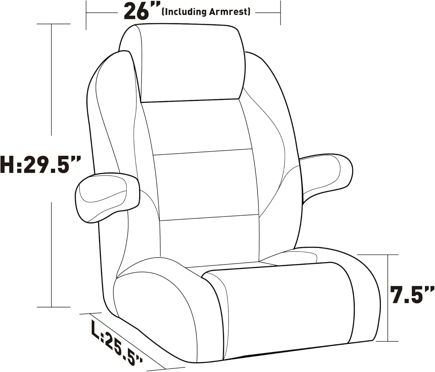 NORTHCAPTAIN Premium Reclining High Back Pontoon Captain's Chair Boat Bucket Seat with Removable Armrest,White