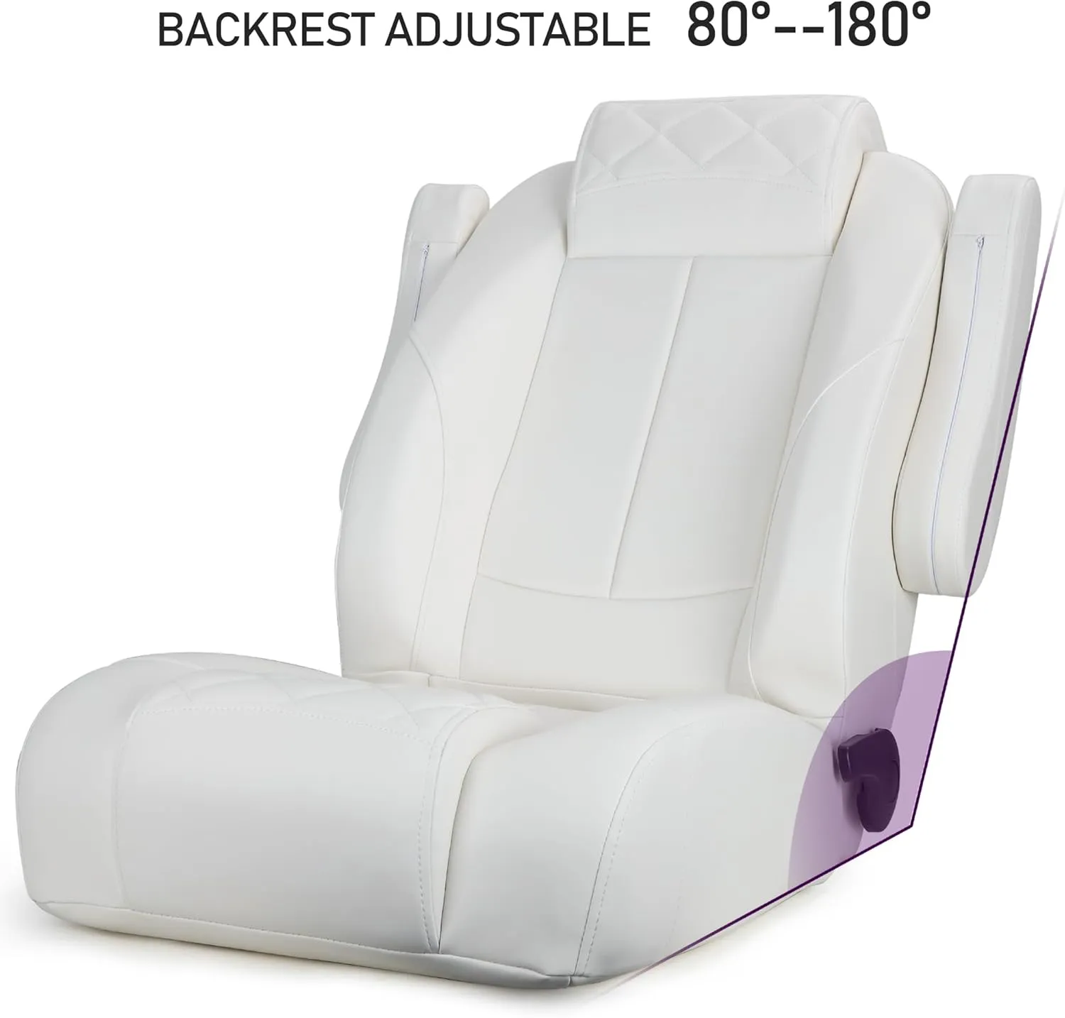 NORTHCAPTAIN Premium Reclining High Back Pontoon Captain's Chair Boat Bucket Seat with Removable Armrest,White