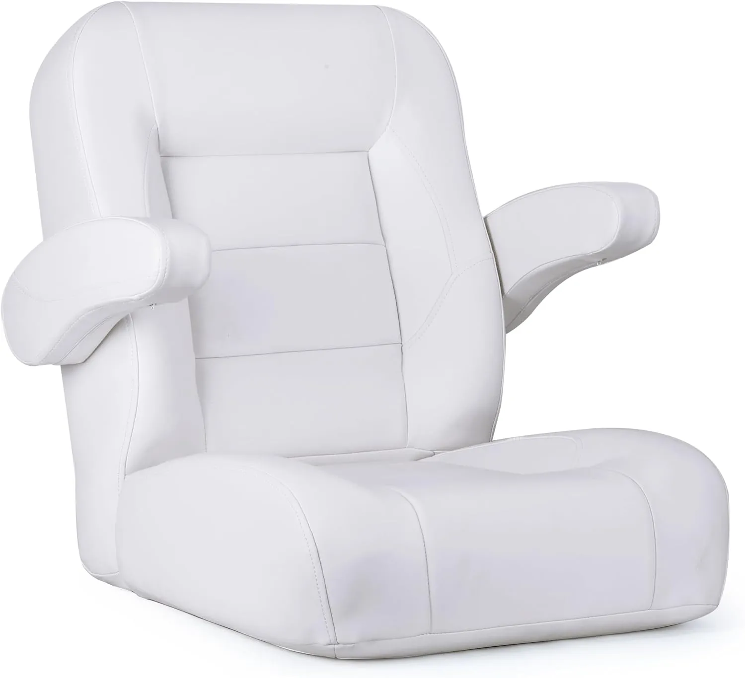 NORTHCAPTAIN Premium Reclining Pontoon Low Back Captain's Chair Boat Bucket Seat with Removable Armrest,White