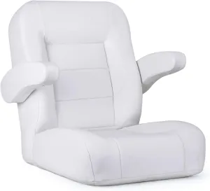 NORTHCAPTAIN Premium Reclining Pontoon Low Back Captain's Chair Boat Bucket Seat with Removable Armrest,White