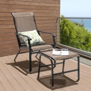 NUU GARDEN Outdoor Patio Chaise Lounges Chair, Recliner Chairs with Ottoman, All-Weather Textilene Chaise Lounge with Metal Frame, Outdoor Lounge Chairs for Patio, Backyard, Deck, Brown