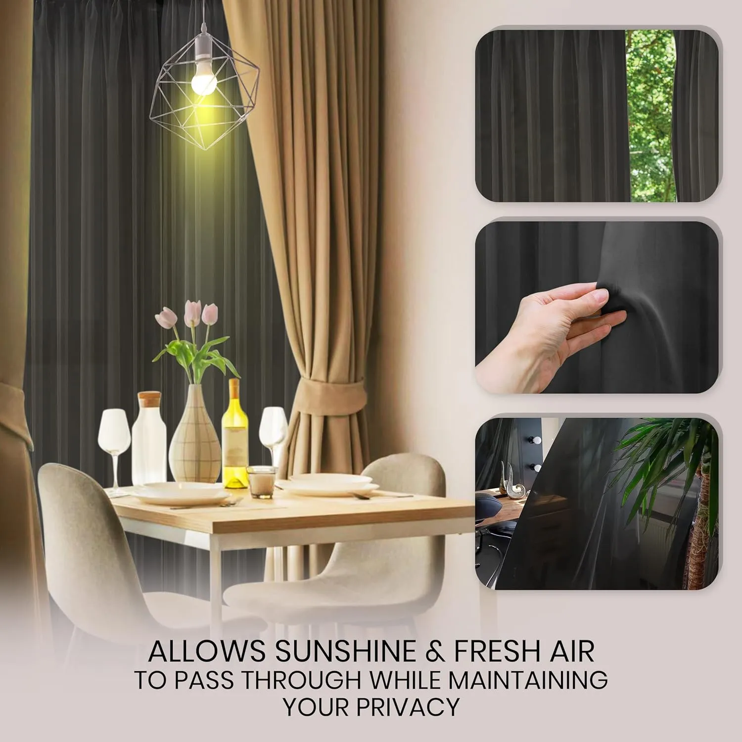Oakias Black Sheer Curtains 84 Inches Long 2 Panels Set – 54" W x 84" L Window Sheer Curtains – Rod Pocket Voile Curtains for Living Room & Bedroom – Lightweight Sheer Drapes for Indoors & Outdoors