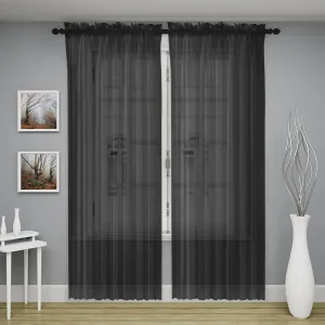 Oakias Black Sheer Curtains 84 Inches Long 2 Panels Set – 54" W x 84" L Window Sheer Curtains – Rod Pocket Voile Curtains for Living Room & Bedroom – Lightweight Sheer Drapes for Indoors & Outdoors