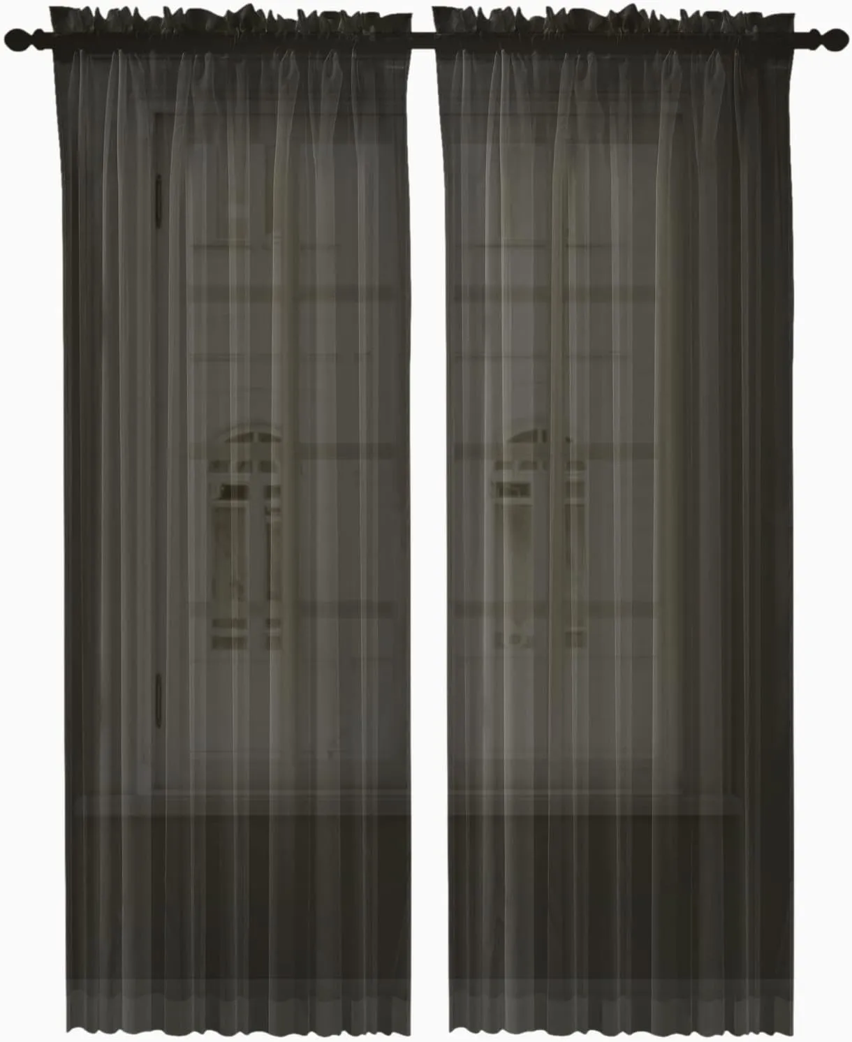 Oakias Black Sheer Curtains 84 Inches Long 2 Panels Set – 54" W x 84" L Window Sheer Curtains – Rod Pocket Voile Curtains for Living Room & Bedroom – Lightweight Sheer Drapes for Indoors & Outdoors