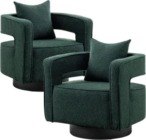 ODUWA Swivel Barrel Accent Chair Set of 2,26" W Modern Round Boucle Arm Chair with Black Base,Upholstered Comfy 360 Degree Swivel Single Circle Club Chair for Nursery Bedroom Living Room Hotel Office