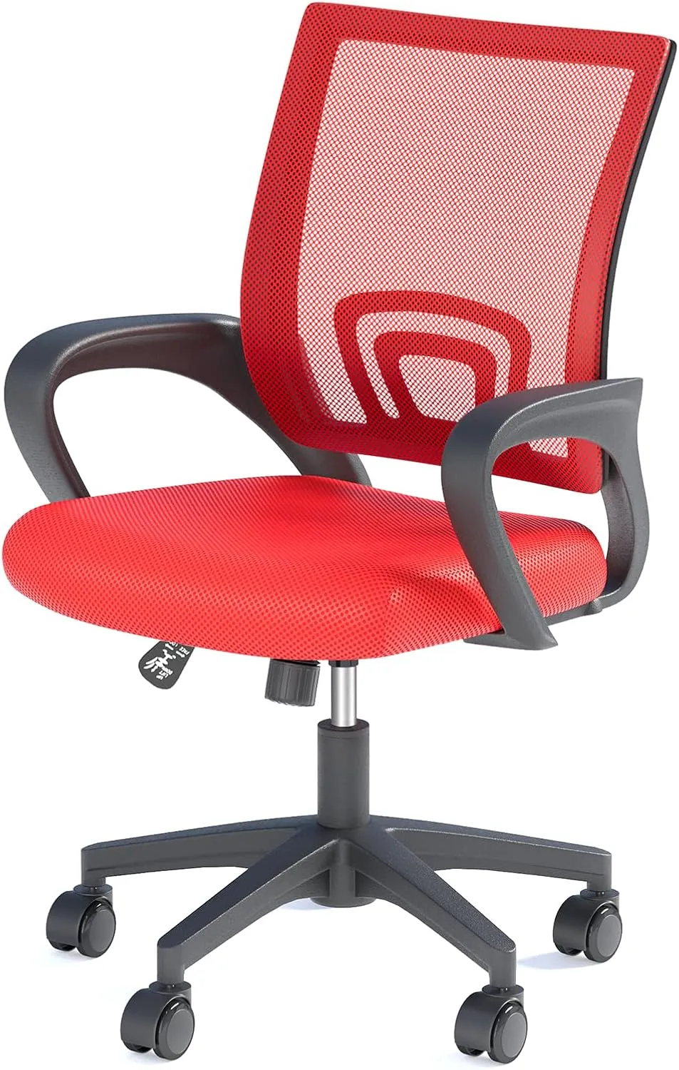 Office Chair, Ergonomic Mid-Back Mesh Desk Chair with Lumbar Support, Adjustable Height Computer Chair with Rolling Wheels Design,Comfy Armrest for Work, Study, Gaming, Red