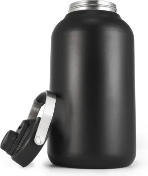 One Gallon Water Bottle, 128oz Stainless Steel Insulated Water Bottle For Hot & Cold Drinks, BPA-Free, Wide Mouth, Leak-Proof Big Water Jug With Handle For Sports, Travel, Hinking & Camping, Black