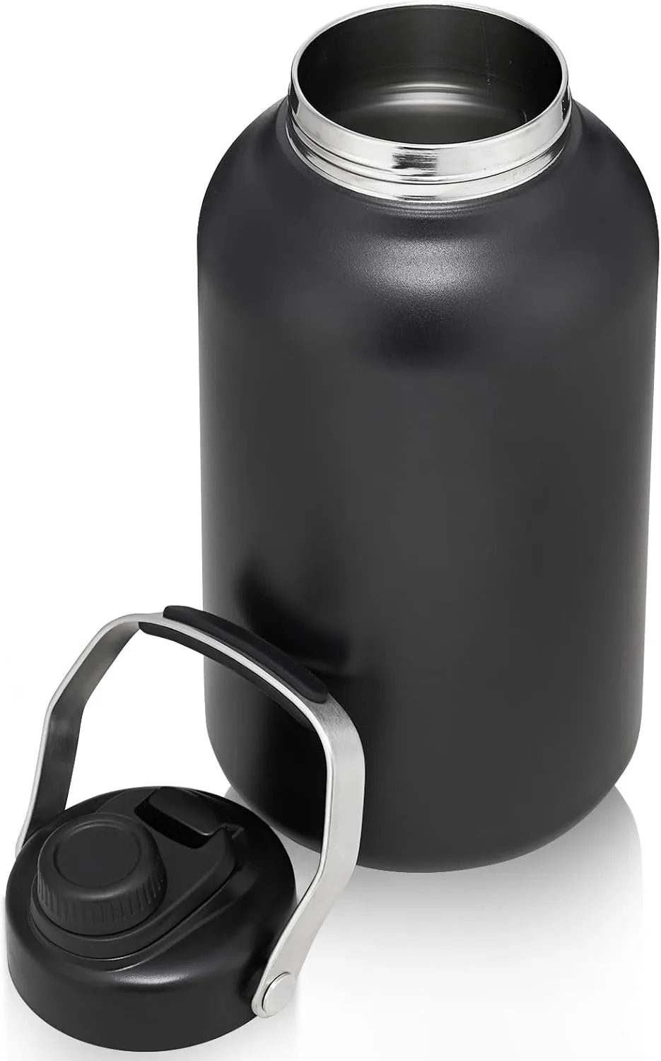One Gallon Water Bottle, 128oz Stainless Steel Insulated Water Bottle For Hot & Cold Drinks, BPA-Free, Wide Mouth, Leak-Proof Big Water Jug With Handle For Sports, Travel, Hinking & Camping, Black