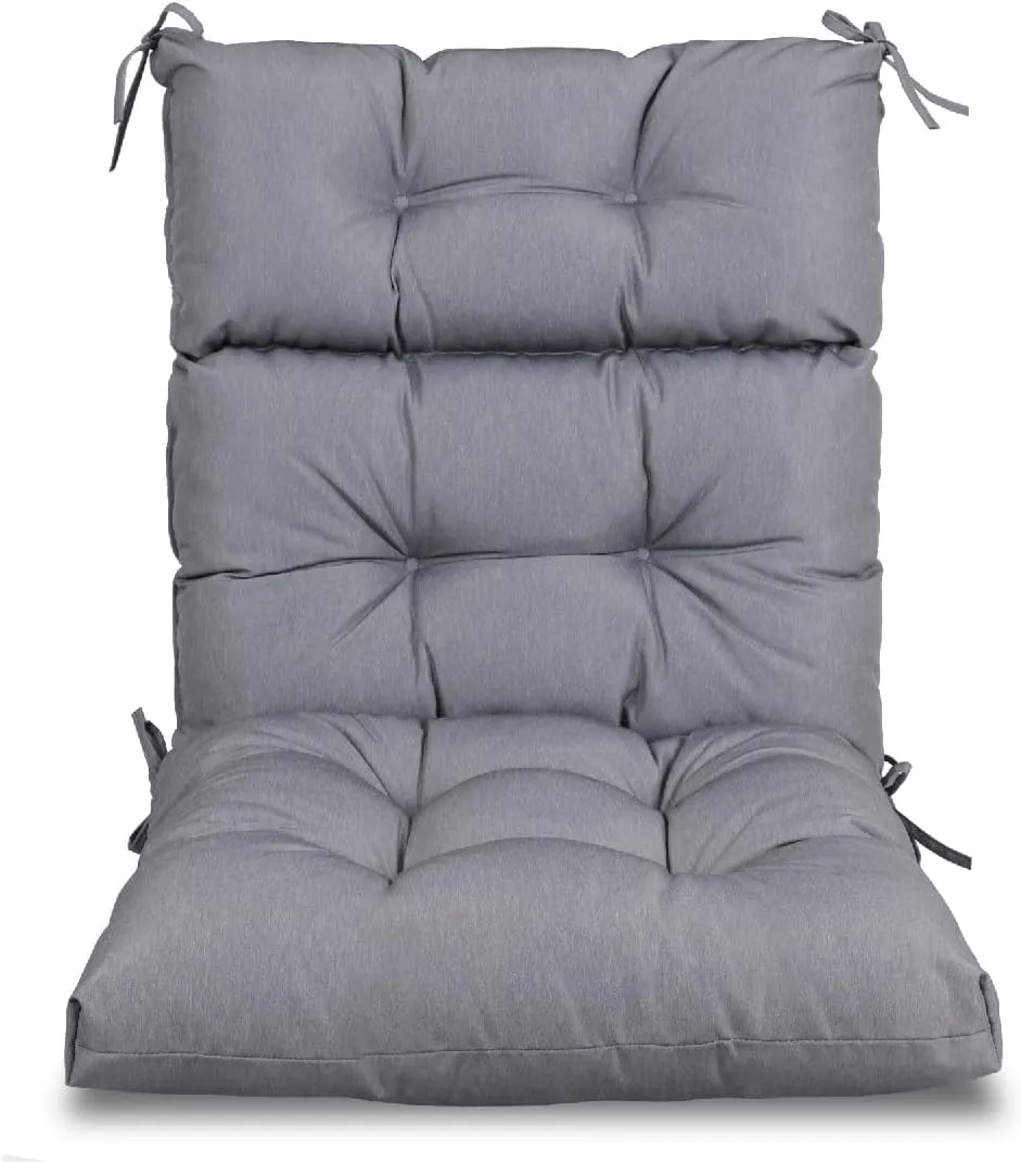 Only choice High Back Adirondack Chair Cushion Set of 2-44”x 22”x 4” Waterproof, Fade-Resistant Outdoor Rocking Chair Cushions for Patio, Garden, Porch (2, Grey)
