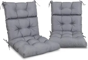 Only choice High Back Adirondack Chair Cushion Set of 2-44”x 22”x 4” Waterproof, Fade-Resistant Outdoor Rocking Chair Cushions for Patio, Garden, Porch (2, Grey)